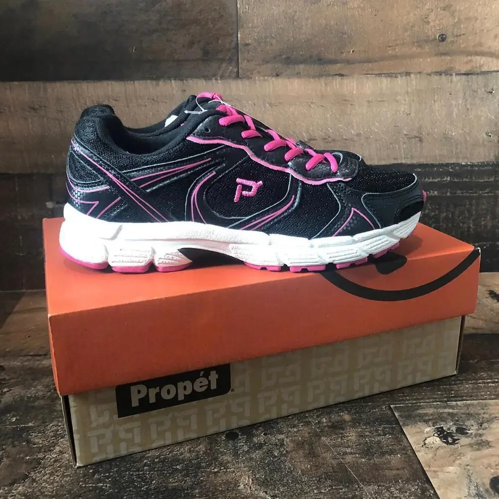 Brand New Propet Women's Size 6 Black Pink Athletic Walking Shoes Sneakers